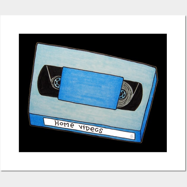 Colorful Home Videos - Retro Video Cassette Drawing Wall Art by Elinaana